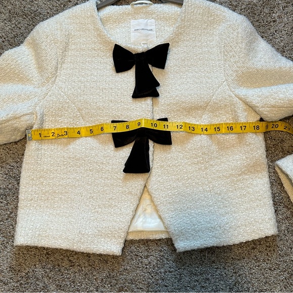 Avec Les Filles Women's Ivory Jacket with Black Bow Accents, Size Medium - Picture 10 of 14